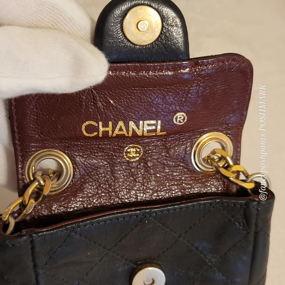 CHANEL lambskin Mini Mini Matelasse Chain Pouch CC vintage made in France luxury - Picture 11 of 17